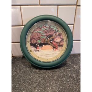 Rivers Edge Wood Duck Wildlife Wall Clock Forest Green 8 Inch - Works Great!
